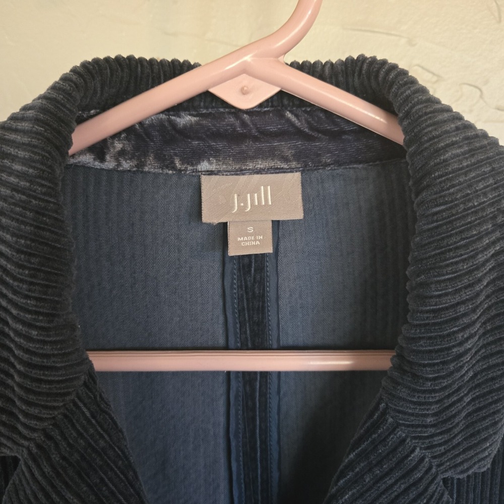 J. Jill Sz S Blue Wide Whale Corduroy Velvet Jacket Coat Blazer - Picture 2 of 6